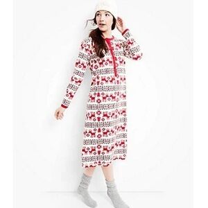 Hanna Andersson‎ Dear Deer Henley Nightgown Long Sleeve Fair Isle Christmas M